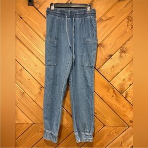 Indigo Rein Medium Wash Denim Cargo Jogger Pants M